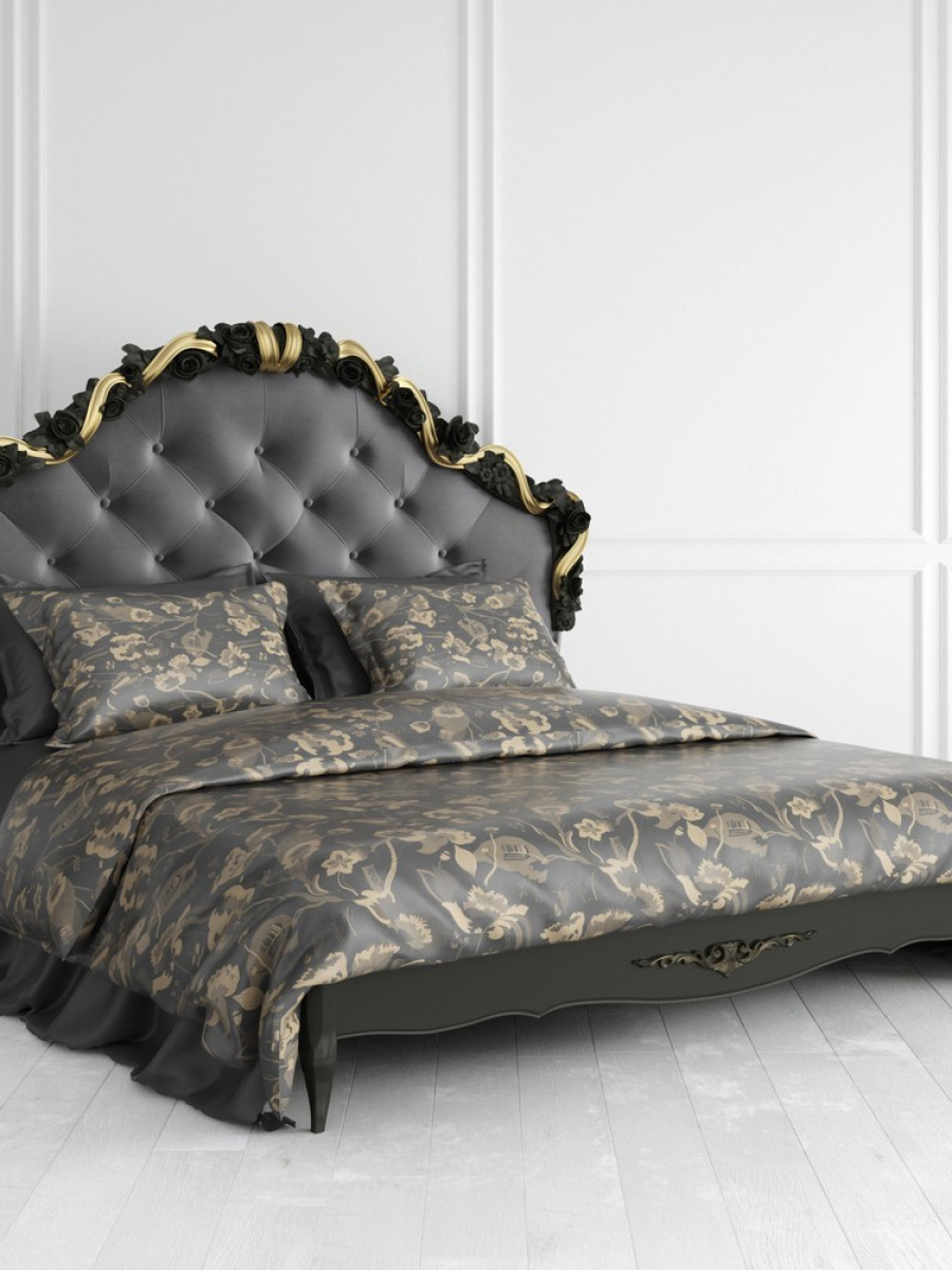 Кровать с мягким изголовьем и золочением 180*200 R418-K03-AG-B12