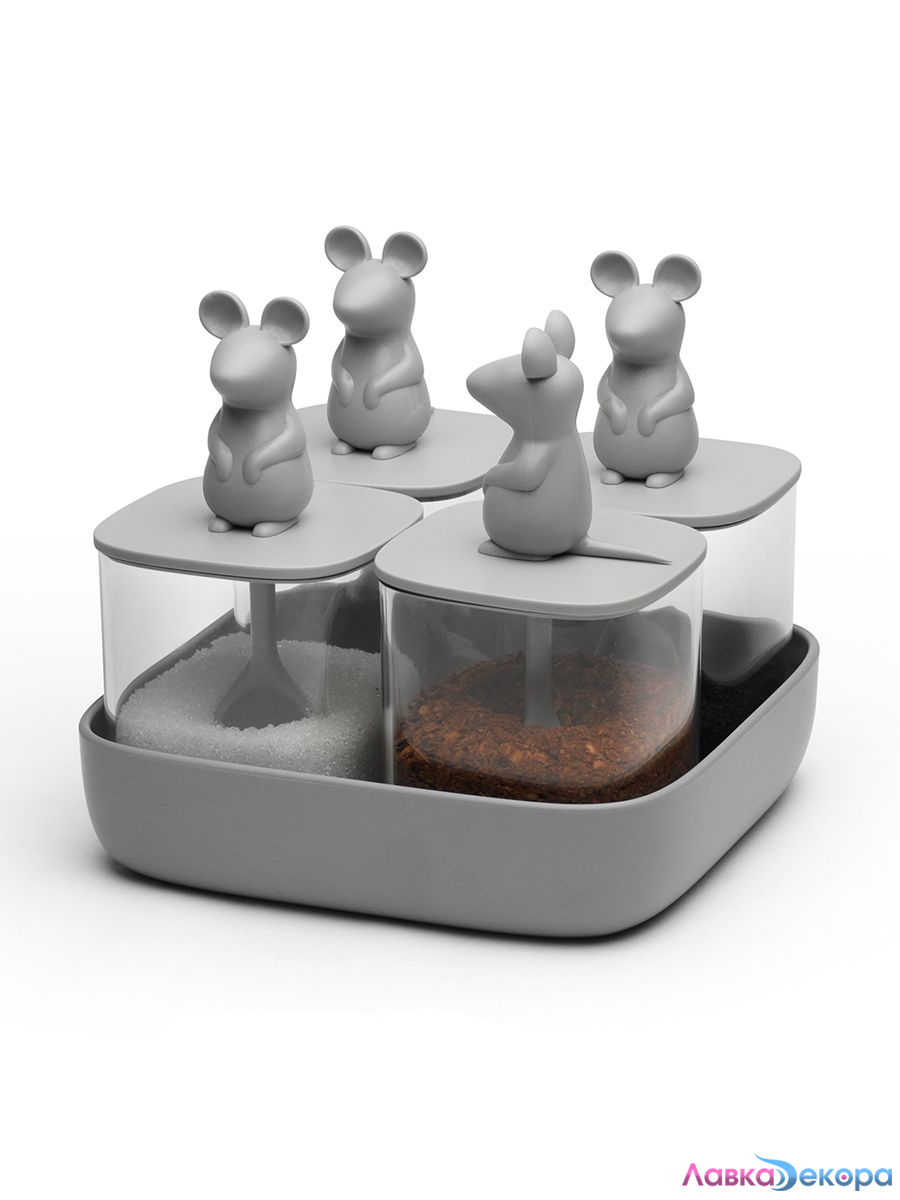 Набор банок для сыпучих продуктов Lucky Mouse Seasoning, 4 шт
